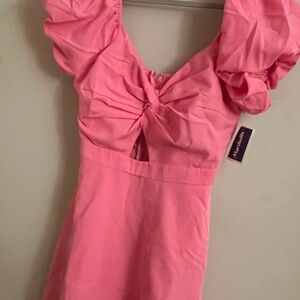 Vibrant Pink Dress with Puff Sleeves